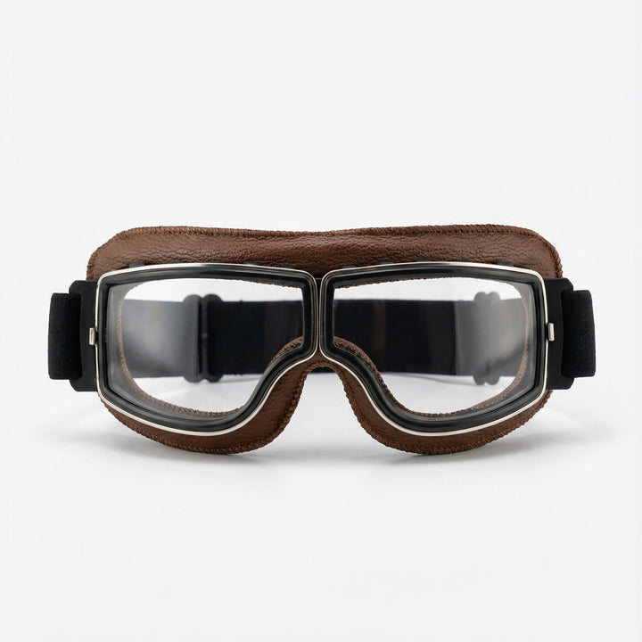 Motorcycle Goggles with Adjustable Frame and Clear Lenses - Image 1