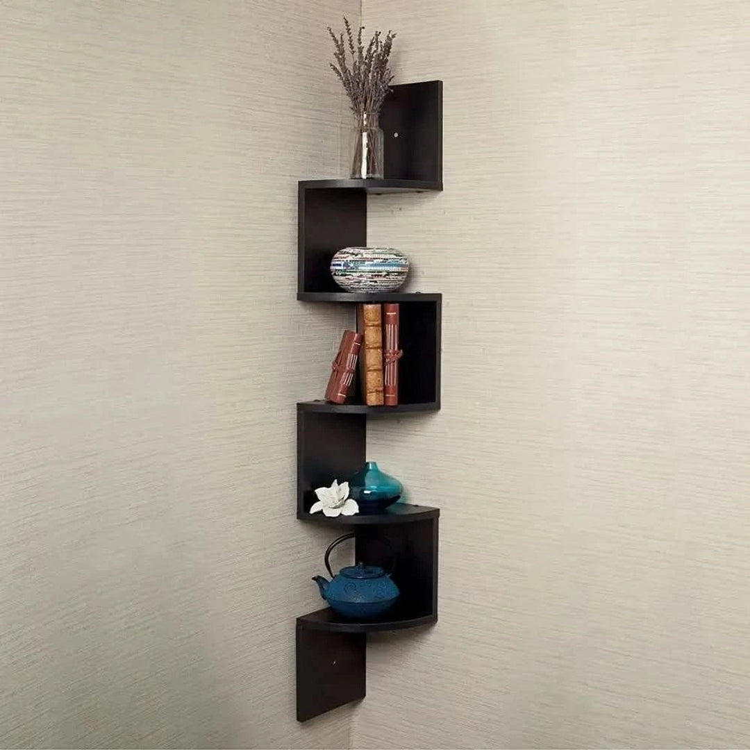 Multi-Tiered Mdf Corner Wall Shelf With Space-Saving Design - Image 2