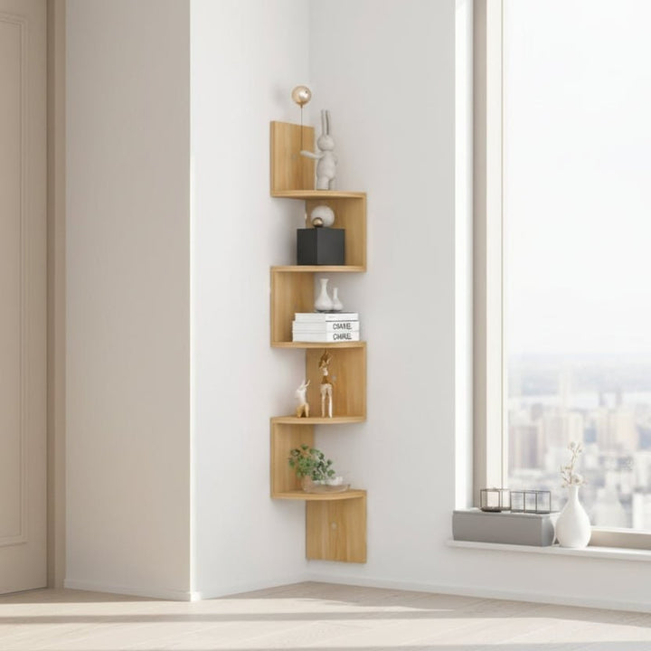 Multi-Tiered Mdf Corner Wall Shelf With Space-Saving Design - Image 7