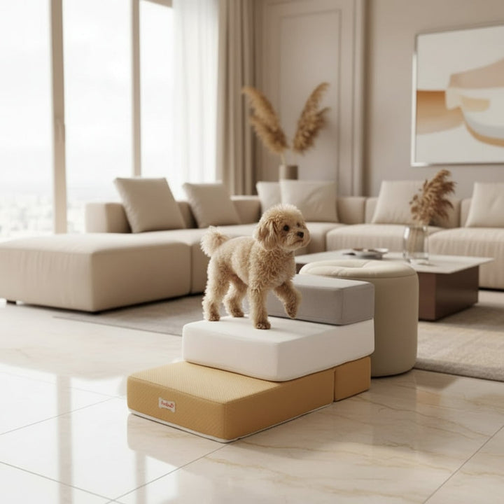 Pet Access Steps With Foam Cushioned Two Step Ramp - Image 1