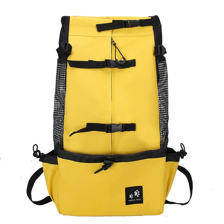 Pet Travel Backpack with Secure Mesh Design and Side Pocket - Image 7