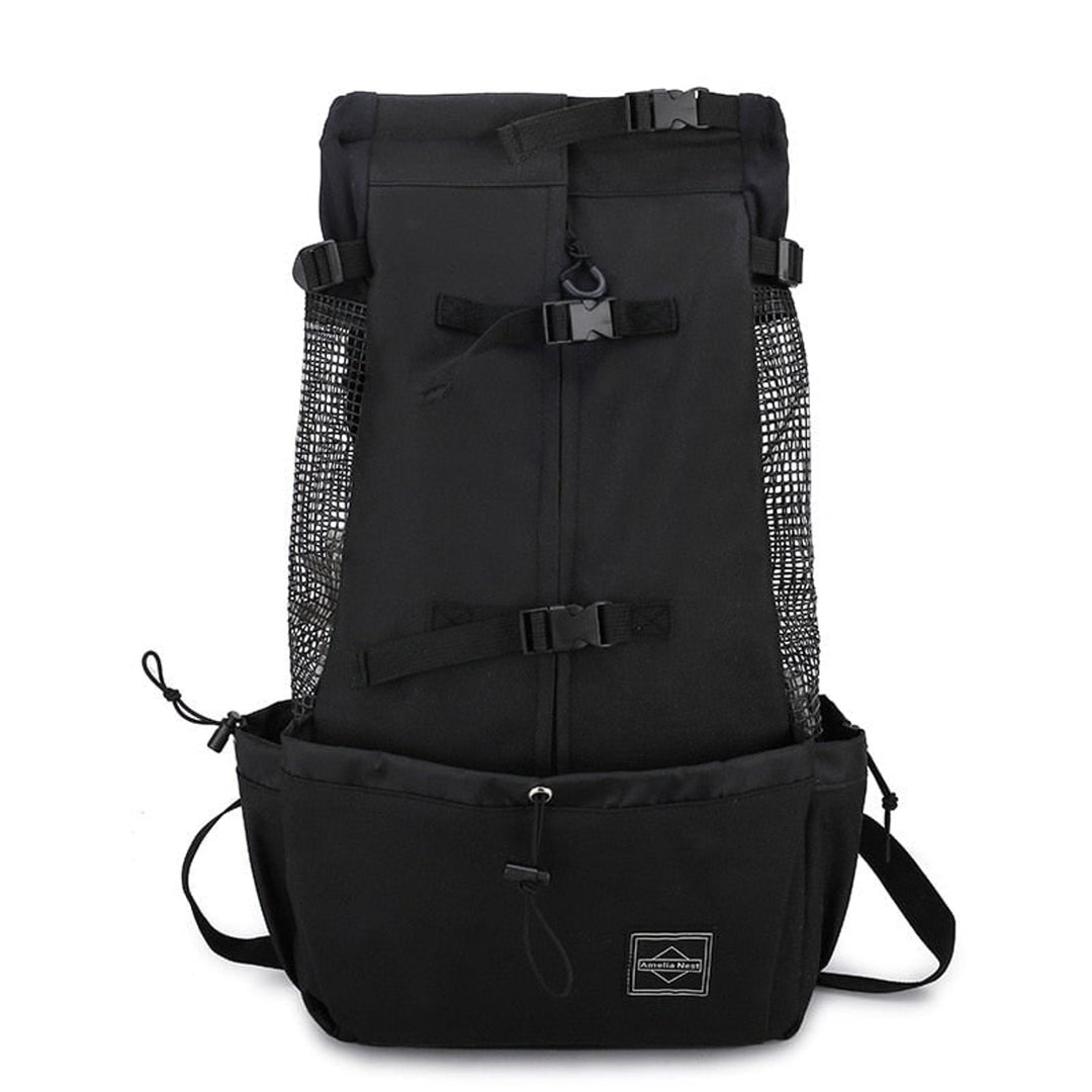 Pet Travel Backpack with Secure Mesh Design and Side Pocket - Image 4
