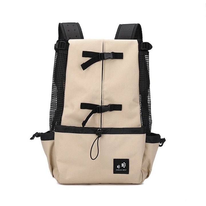 Pet Travel Backpack with Secure Mesh Design and Side Pocket - Image 12