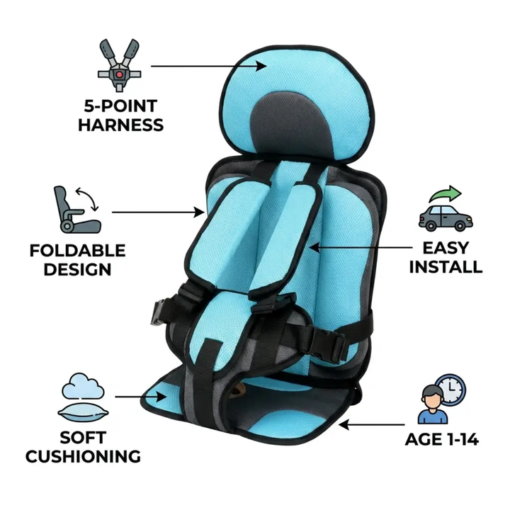 Portable Booster Seat With Harness Foldable Car Seat For Travel - Image 6