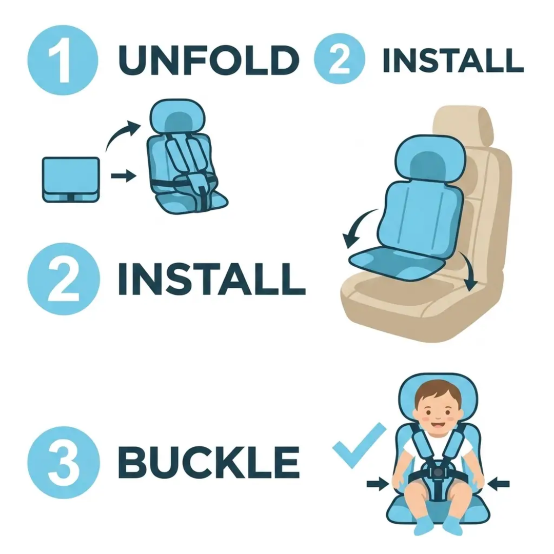 Portable Booster Seat With Harness Foldable Car Seat For Travel - Image 7