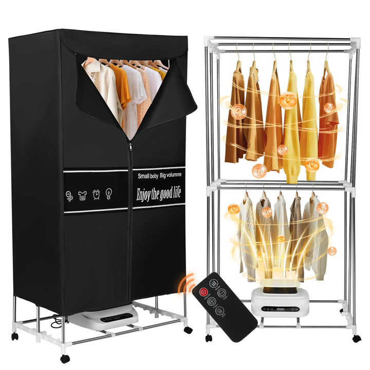 Portable Electric Clothes Dryer With Foldable Rack And Remote Control For Home Quick Drying Folding Cloth - Image 1