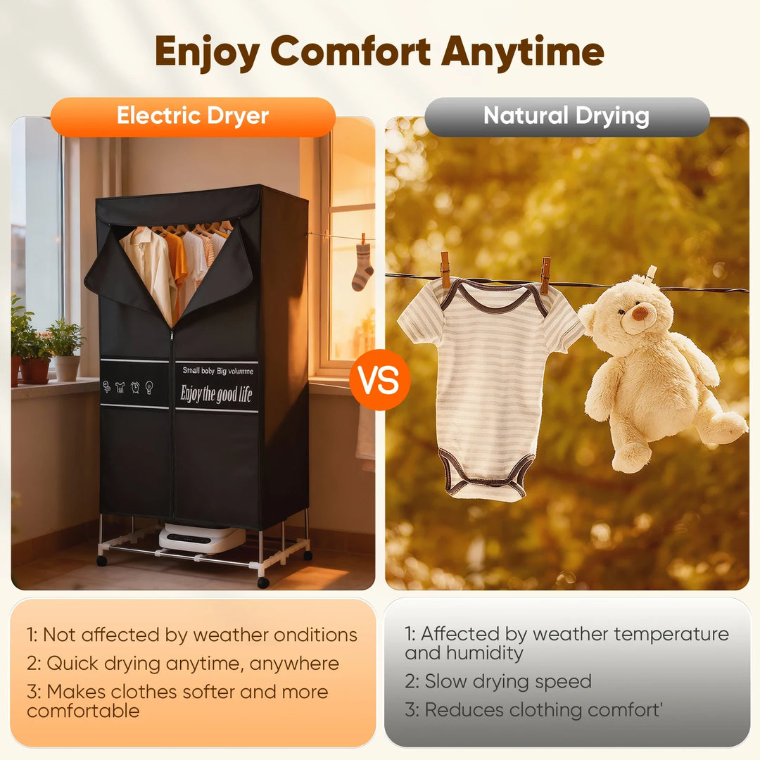 Portable Electric Clothes Dryer With Foldable Rack And Remote Control For Home Quick Drying Folding Cloth - Image 2