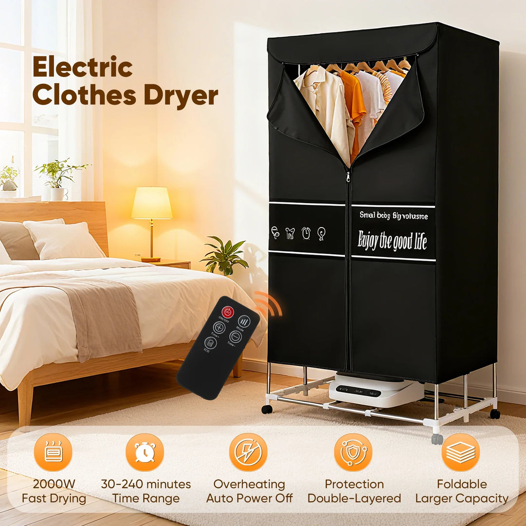 Portable Electric Clothes Dryer With Foldable Rack And Remote Control For Home Quick Drying Folding Cloth - Image 4