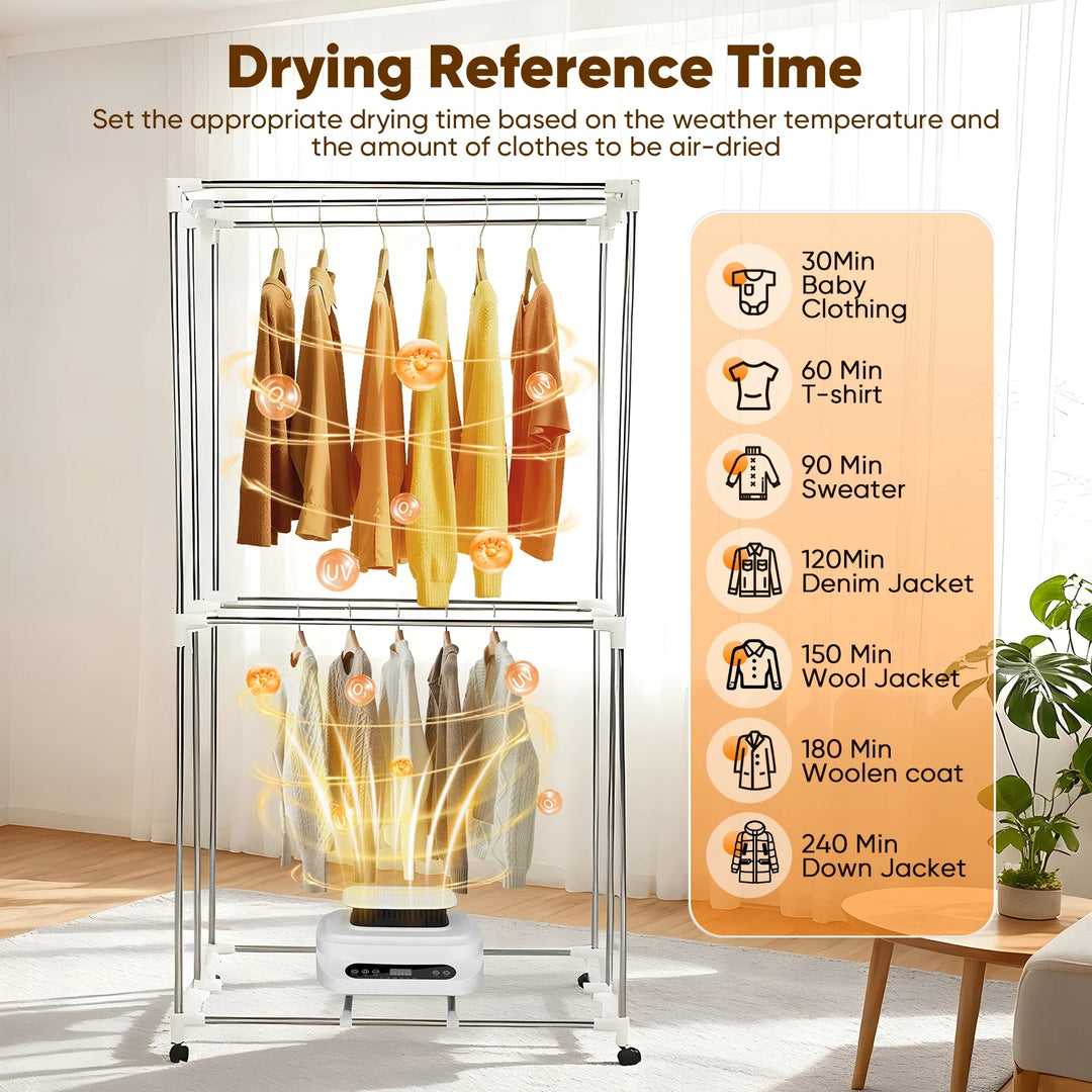 Portable Electric Clothes Dryer With Foldable Rack And Remote Control For Home Quick Drying Folding Cloth - Image 6