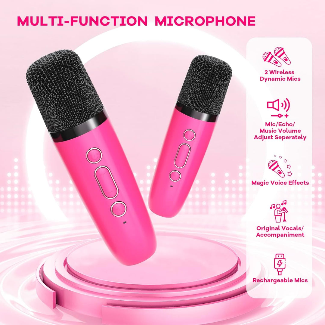 Portable Karaoke Machine With Bluetooth Speaker And Two Wireless Microphones - Image 3