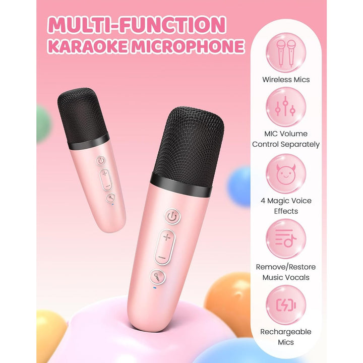 Portable Karaoke Machine With Bluetooth Speaker And Two Wireless Microphones - Image 14