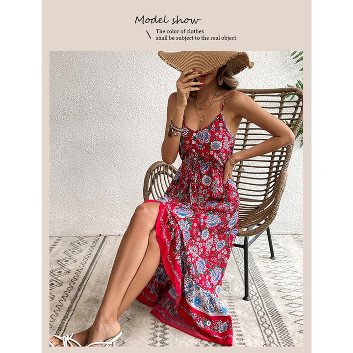 Printed Dress with Flattering Asymmetric Skirt and Sleeveless Cut - Image 1