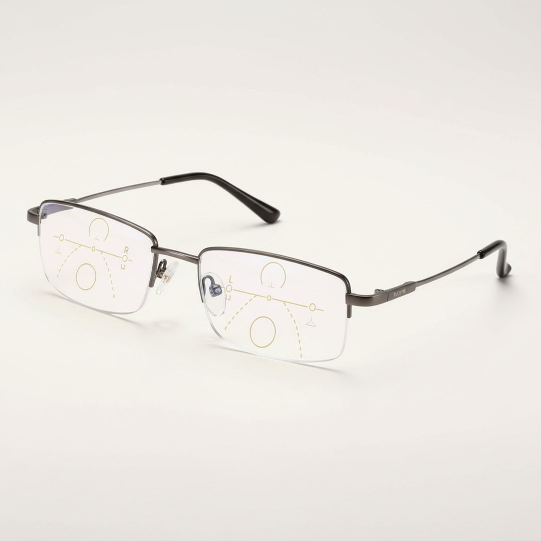 Progressive Multifocal Reading Glasses With Photochromic Anti-Glare Titanium Frame - Image 1