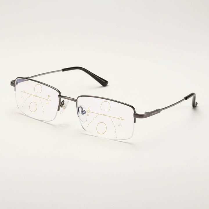 Progressive Multifocal Reading Glasses With Photochromic Anti-Glare Titanium Frame - Image 1