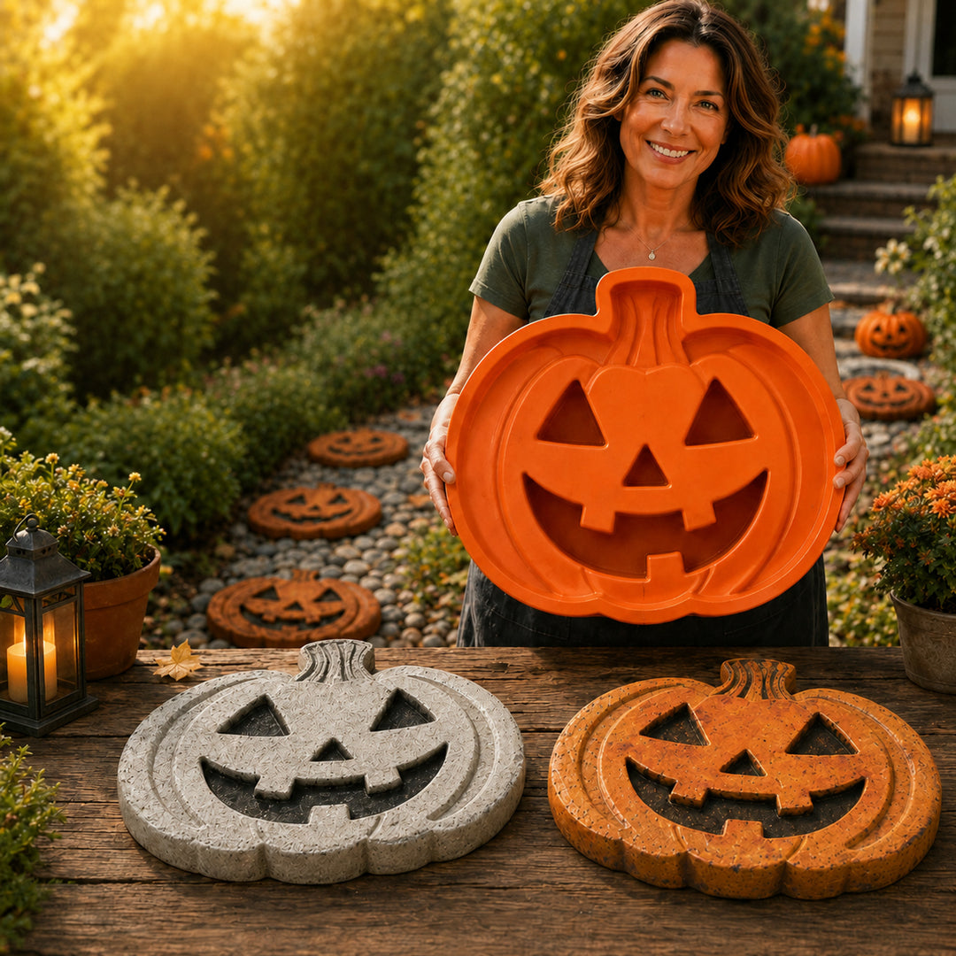 Pumpkin Casting Mold Reusable For Concrete Stepping Stones Halloween Garden Decor - Image 2