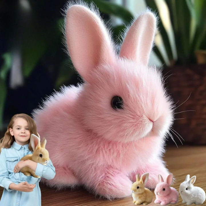 Realistic Plush Bunny With Moving Ears And Squeaker Ultra Soft Fur - Image 5