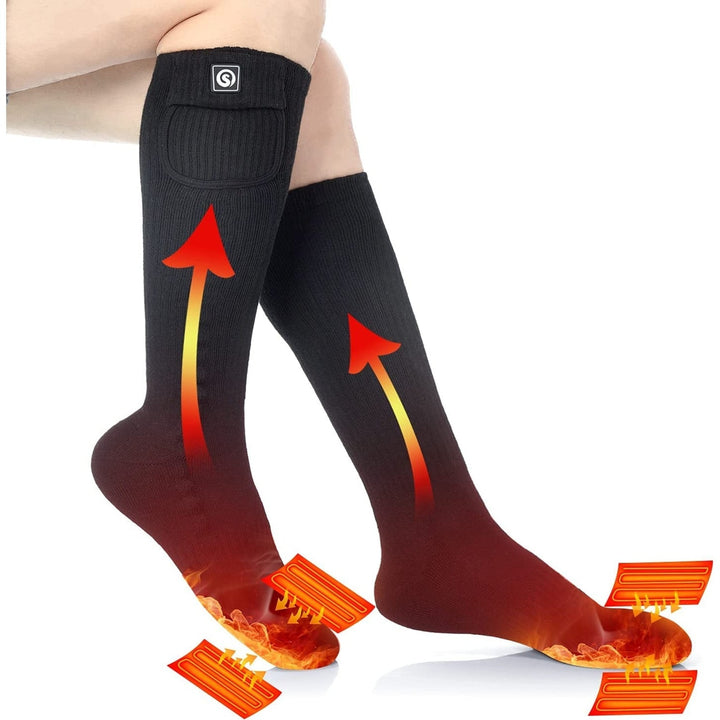 Rechargeable Battery Heated Socks With Electric Heating And Ribbed Knit Calf - Image 1