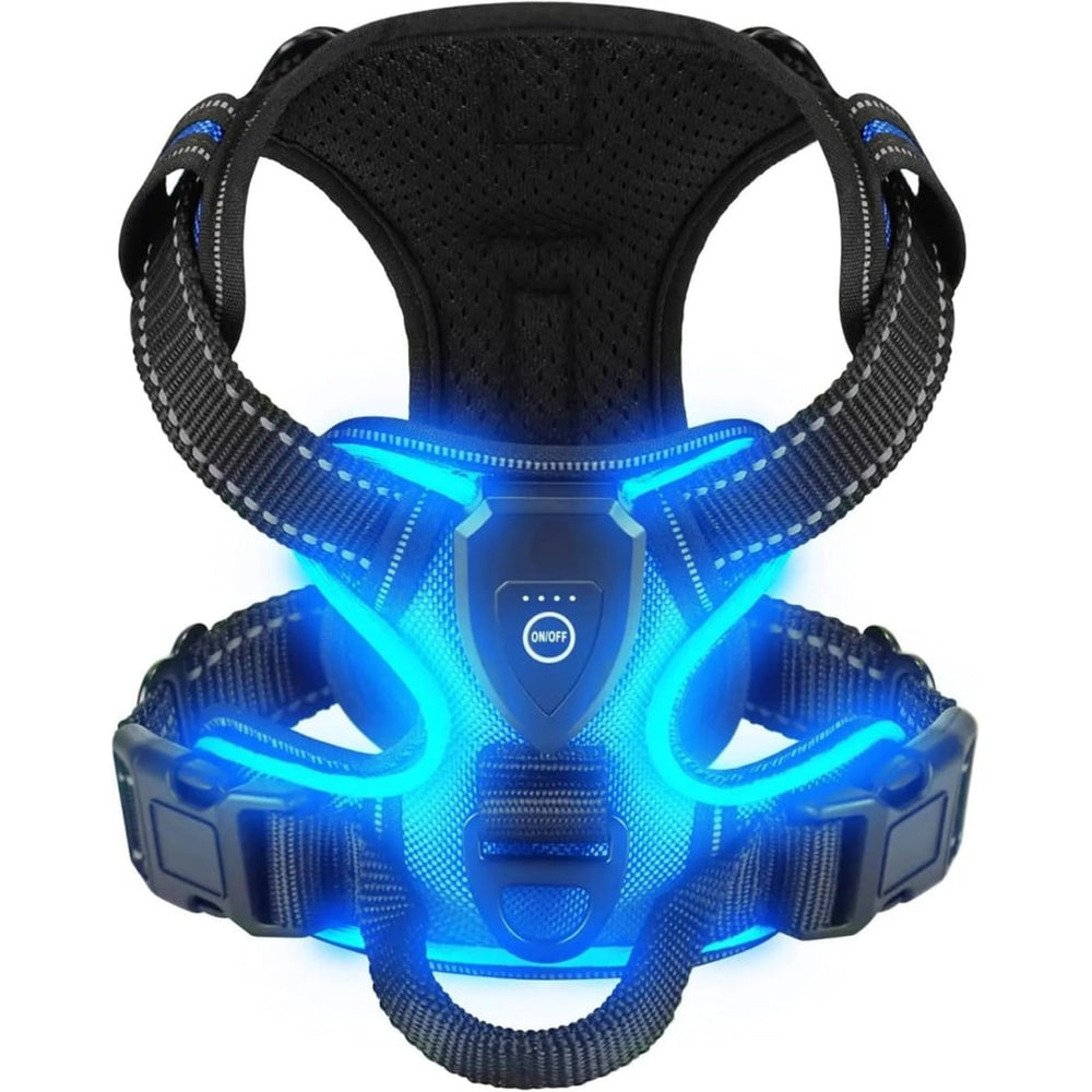 Rechargeable LED Dog Harness With Reflective Strips For Night Walking No-Pull - Image 9