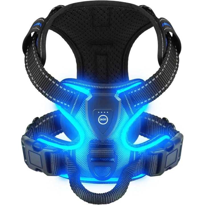 Rechargeable LED Dog Harness With Reflective Strips For Night Walking No-Pull - Image 9