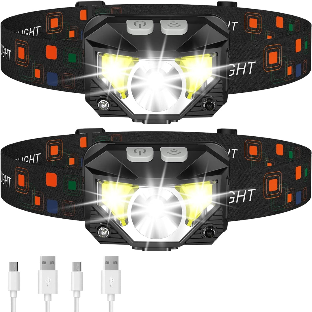 Rechargeable LED Headlamp Flashlight With Motion Sensor And Rotatable Head - Image 1