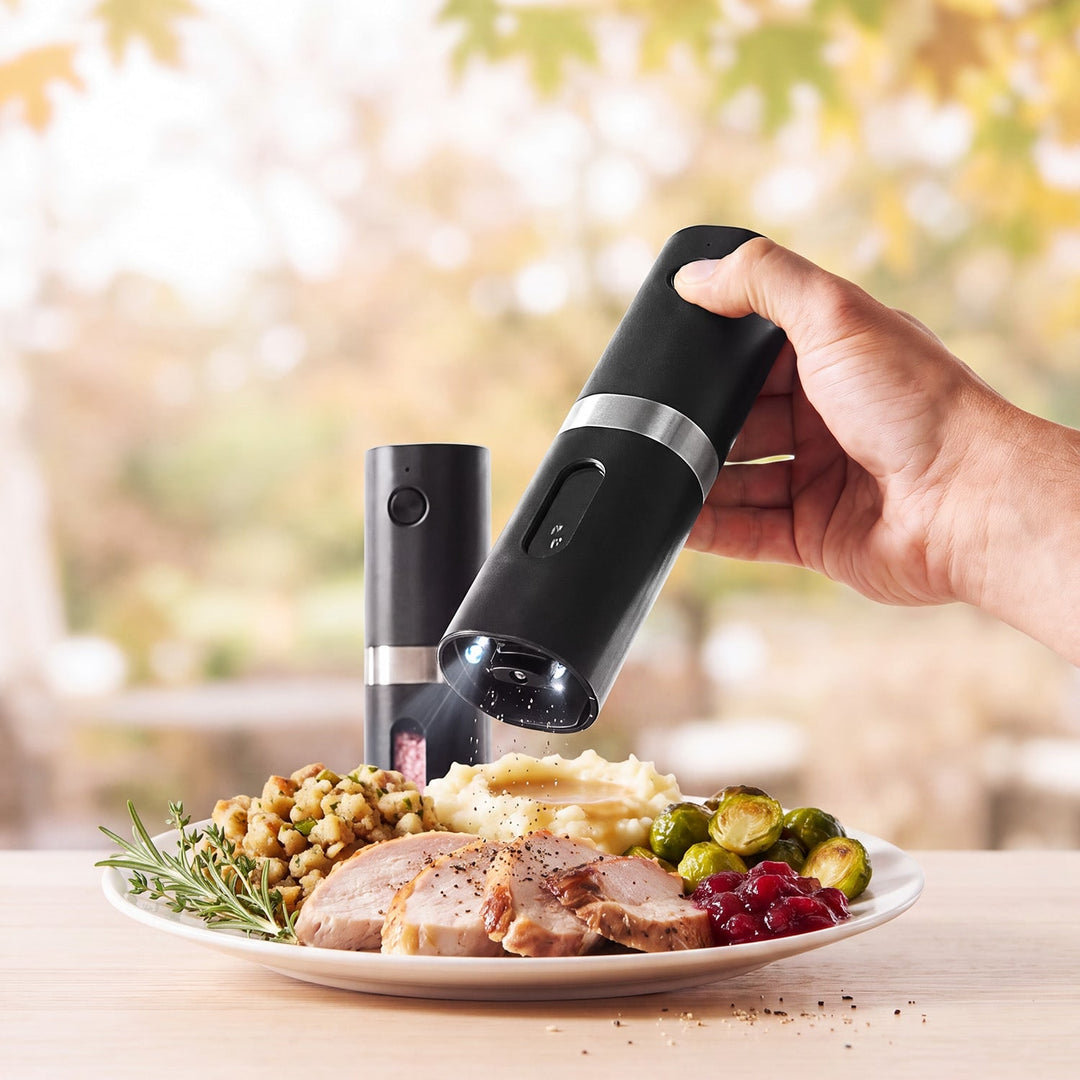 Rechargeable Salt And Pepper Mill Set With Adjustable Grind And LED Light - Image 1