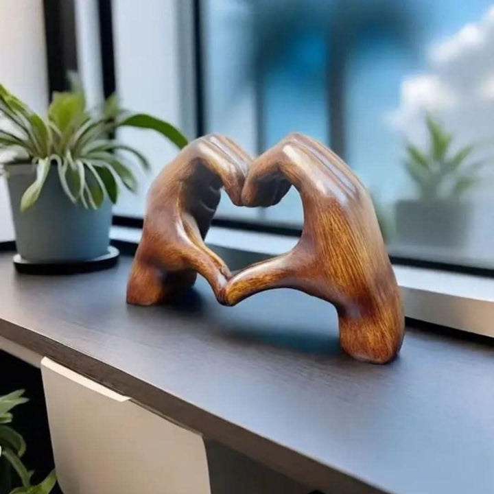 Resin Heart Hands Sculpture Figurine - Image 1