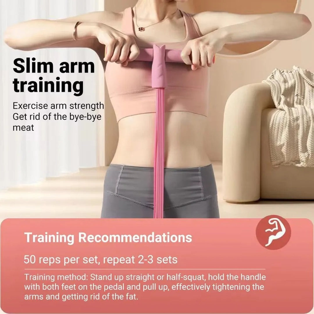 Resistance Band Training Tool With Foam Handles For Yoga And Pilates - Image 6