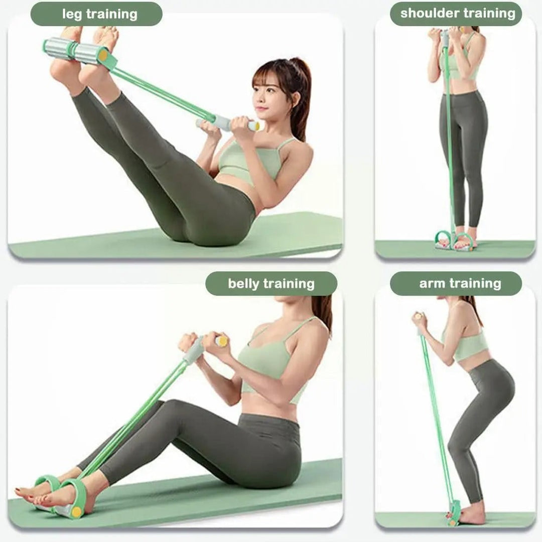 Resistance Band Training Tool With Foam Handles For Yoga And Pilates - Image 3