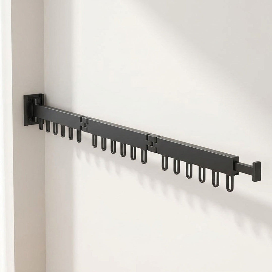 Retractable Drying Rack Folding Wall-Mount Hanger With Multiple Hooks For Clothes Drying - Image 1