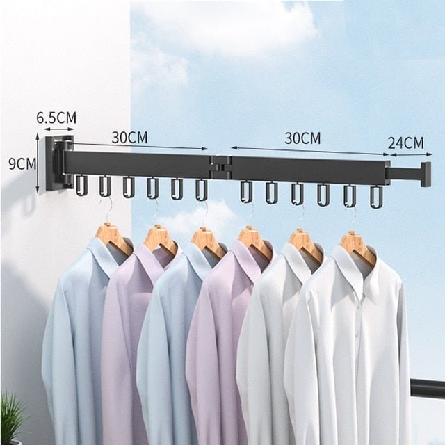 Retractable Drying Rack Folding Wall-Mount Hanger With Multiple Hooks For Clothes Drying - Image 13