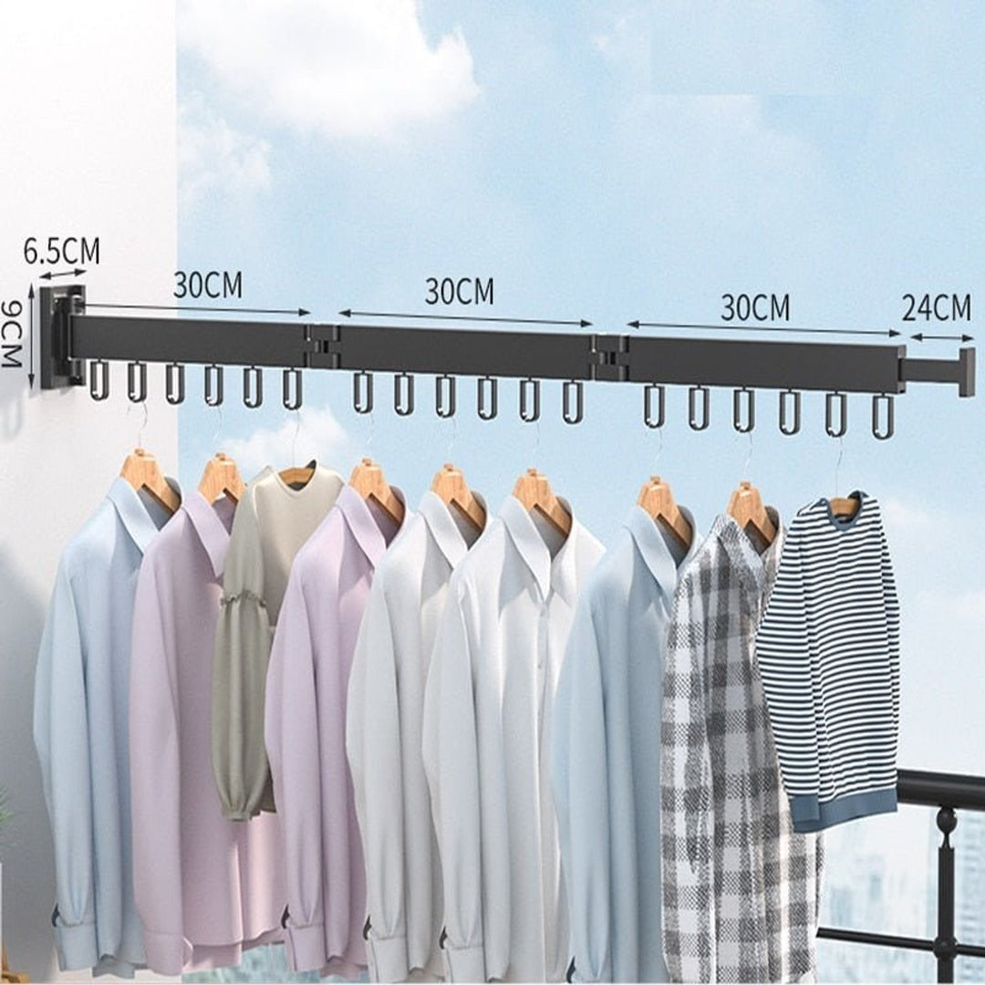 Retractable Drying Rack Folding Wall-Mount Hanger With Multiple Hooks For Clothes Drying - Image 9