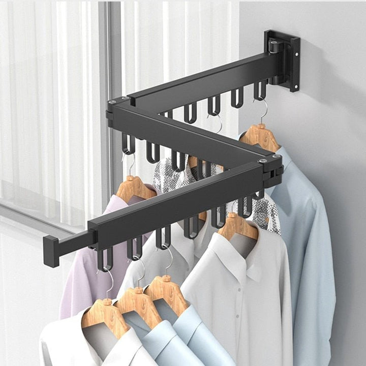 Retractable Drying Rack Folding Wall-Mount Hanger With Multiple Hooks For Clothes Drying - Image 10