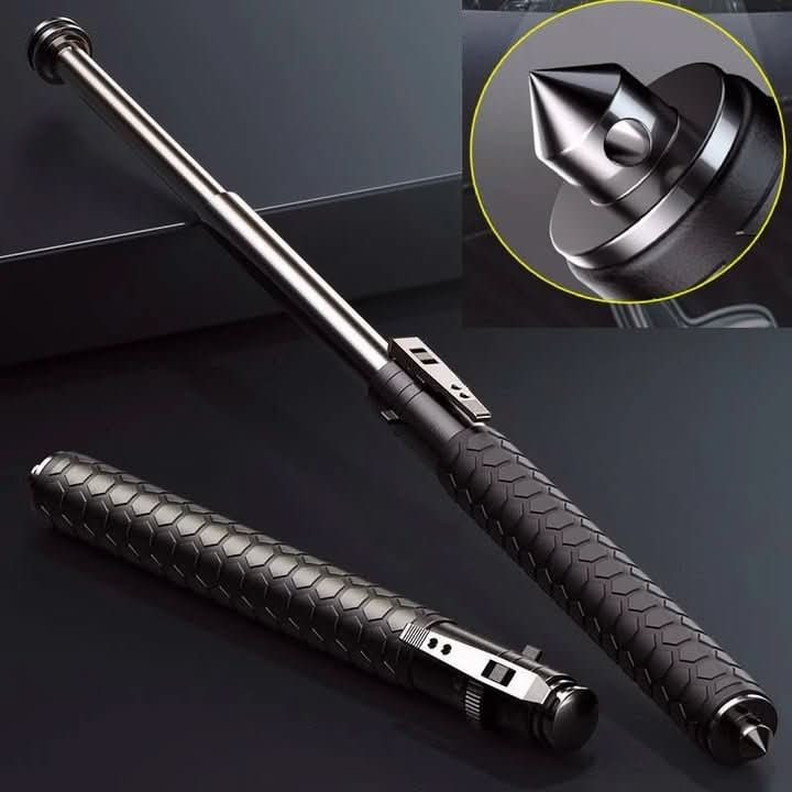 Retractable Self-Defense Baton Textured Grip & Wrist Strap Self Defense Stick - Image 7