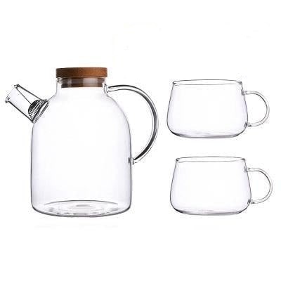 Scandinavian Glass Teapot Set With Wooden Lid - Image 3