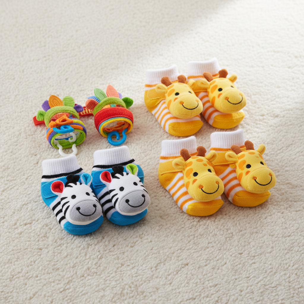 Sensory Toys for Infants Rattles Interactive Play Socks - Image 4