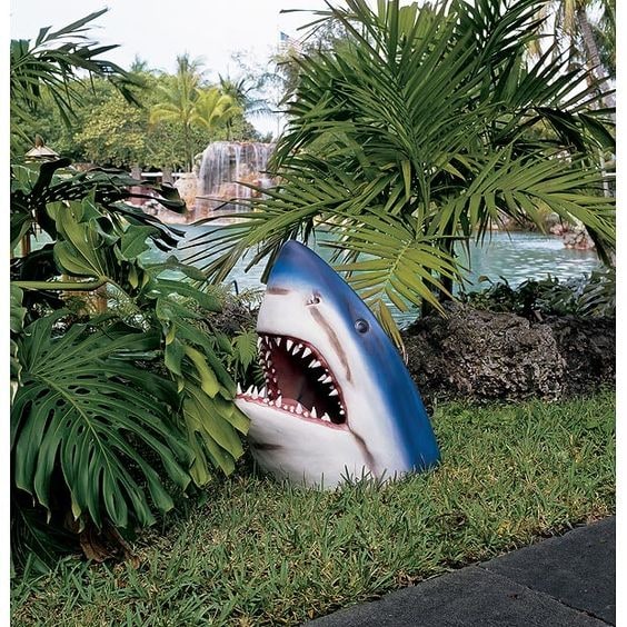 Shark Garden Sculpture Realistic Maritime Outdoor Art In Weather-Resistant Resin - Image 1