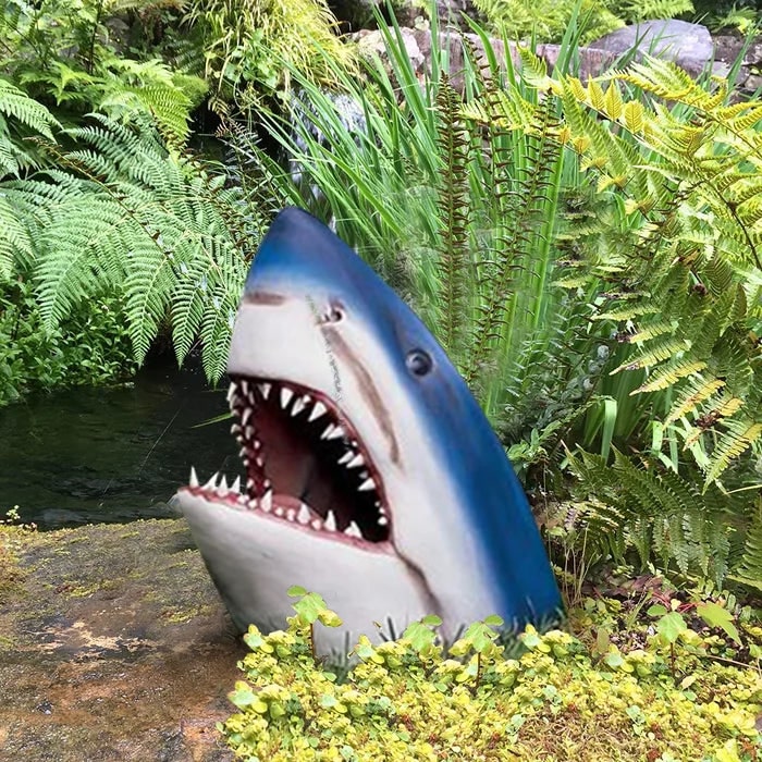 Shark Garden Sculpture Realistic Maritime Outdoor Art In Weather-Resistant Resin - Image 3