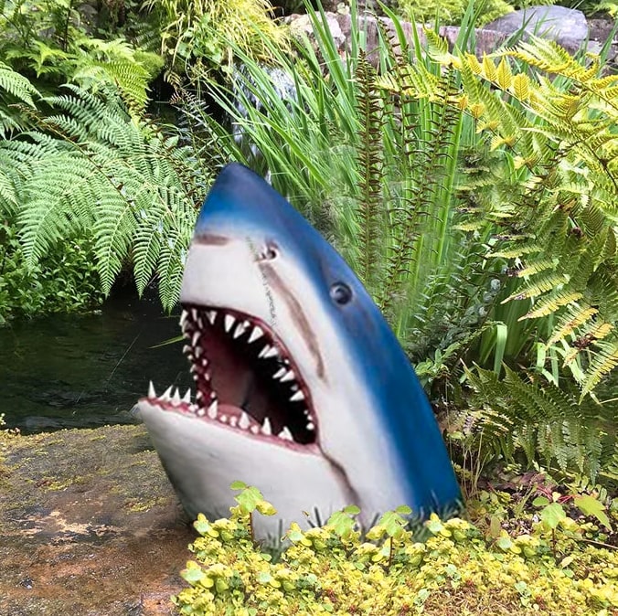 Shark Garden Sculpture Realistic Maritime Outdoor Art In Weather-Resistant Resin - Image 5