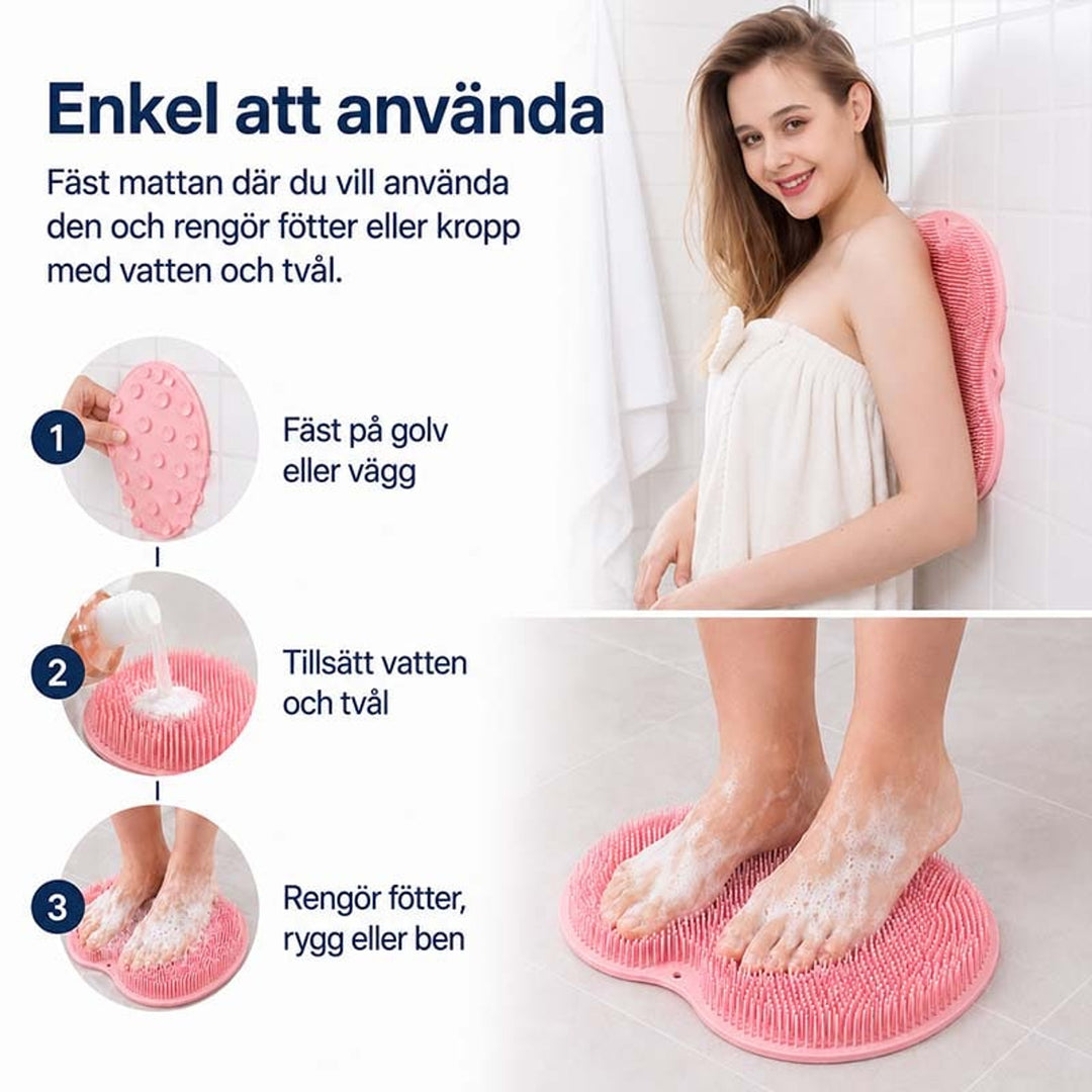 Silicone Shower Scrubber Mat With Non-Slip Suction Cups For Massage - Image 4