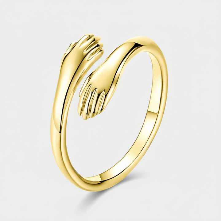 Anello Regolabile Design Abbraccio Fascia Aperta Gioiello Regalo d'Amore