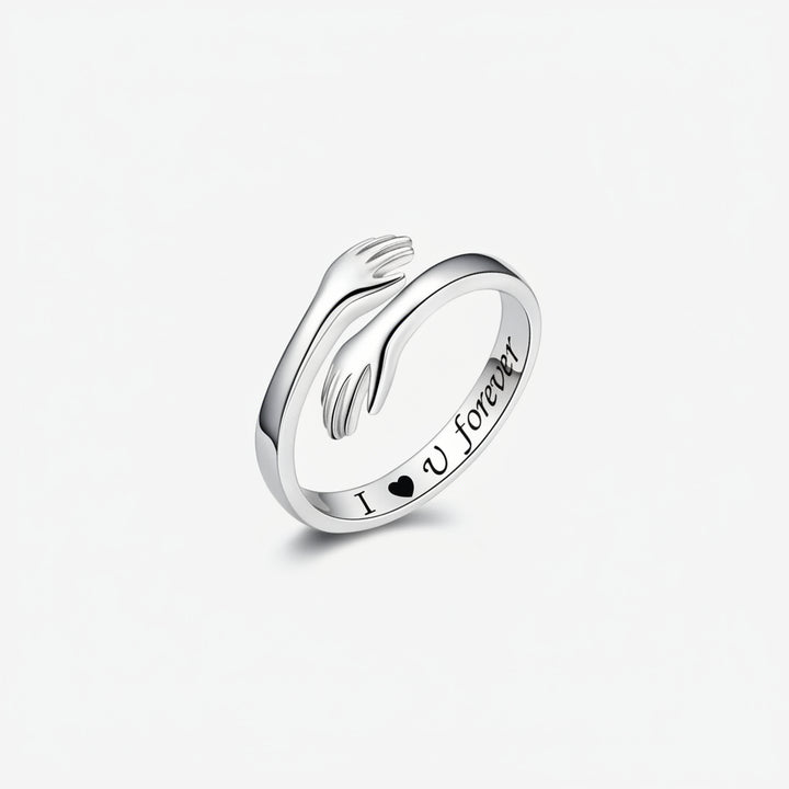 Anello Regolabile Design Abbraccio Fascia Aperta Gioiello Regalo d'Amore
