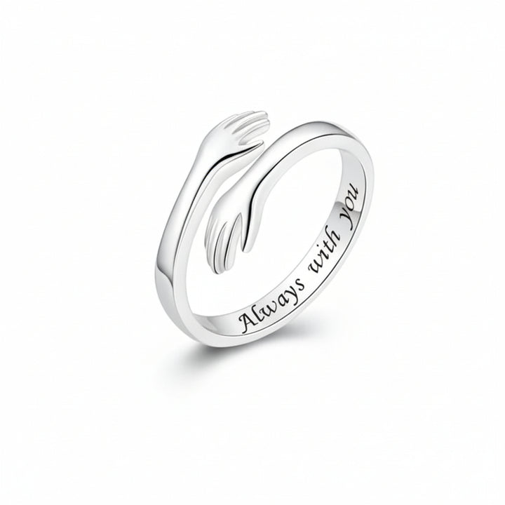Anello Regolabile Design Abbraccio Fascia Aperta Gioiello Regalo d'Amore