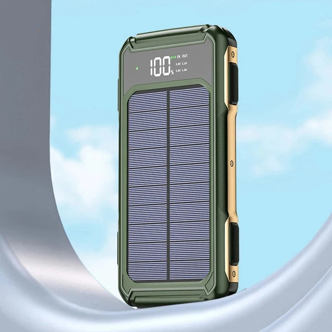 Solar Power Bank With 4-in-1 Cable Digital Display And Emergency LED - Image 1