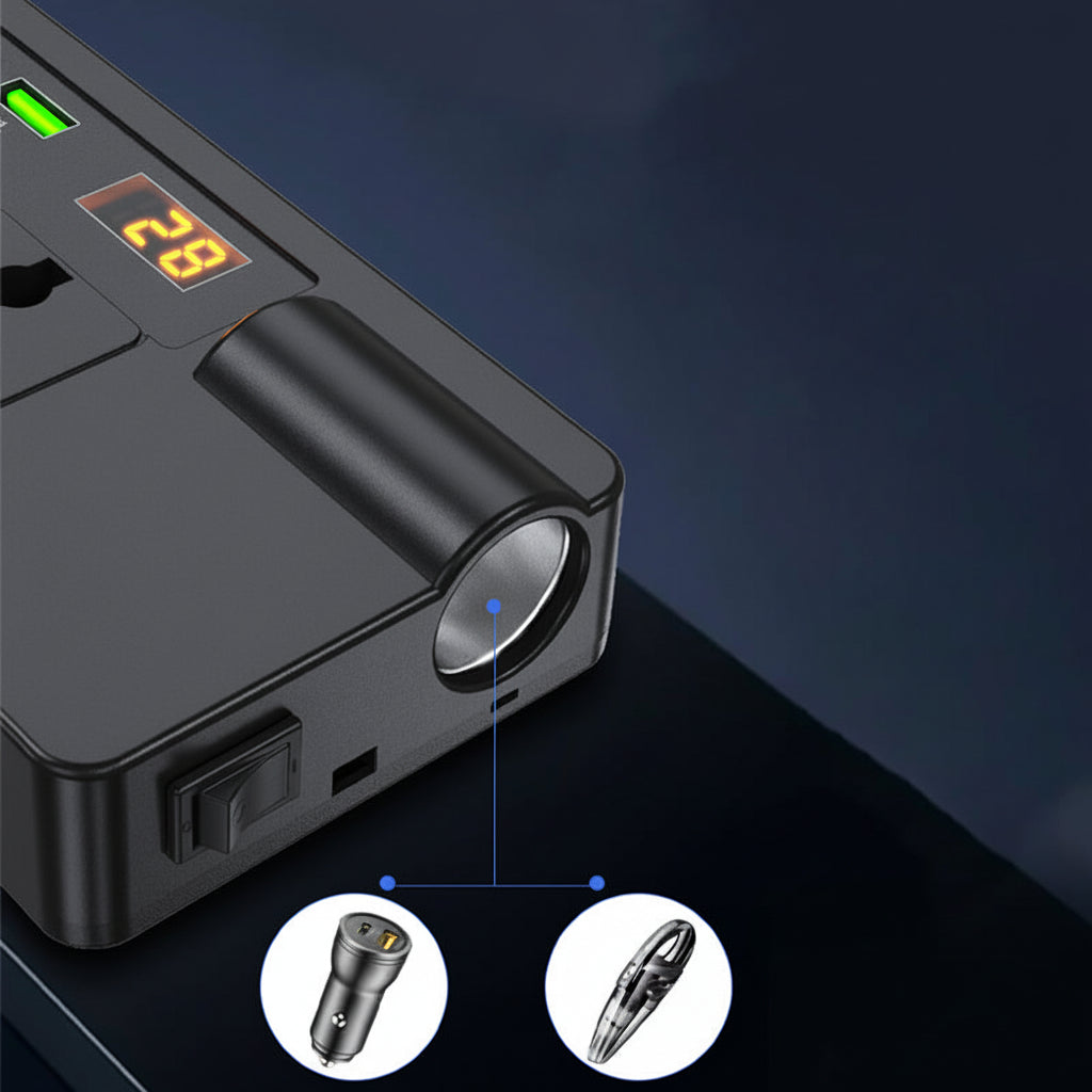 Inverter Portatile per Auto 12V 24V 220V con Display Digitale Adattatore di Alimentazione 200W