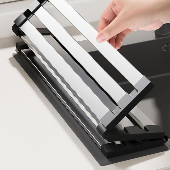 Stainless Steel Dish Drainer Rollable Drying Rack For Over The Sink Space-Saving Design - Image 4