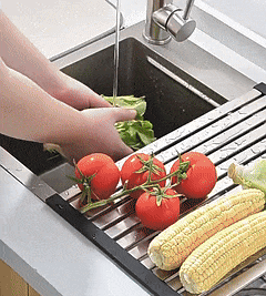 Stainless Steel Dish Drainer Rollable Drying Rack For Over The Sink Space-Saving Design - Image 9