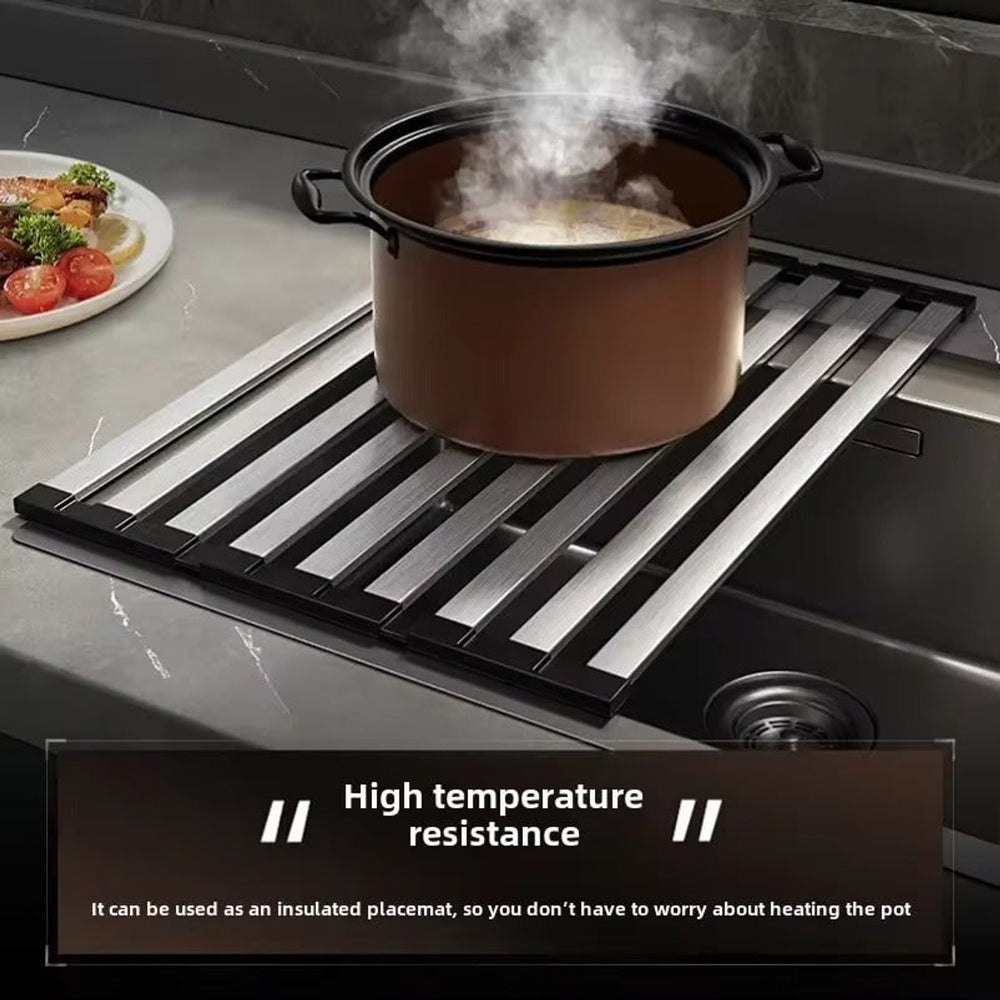 Stainless Steel Dish Drainer Rollable Drying Rack For Over The Sink Space-Saving Design - Image 6