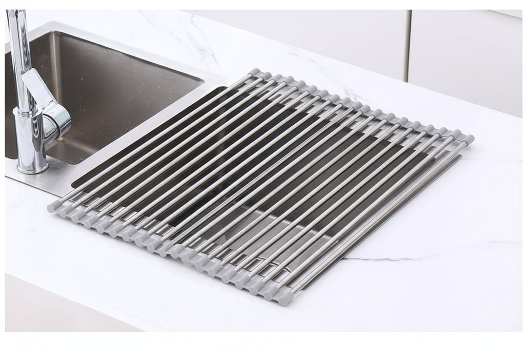 Stainless Steel Folding Drain Rack Expandable Sink Organizer With Space-Saving Kitchen Storage Drying Design - Image 5