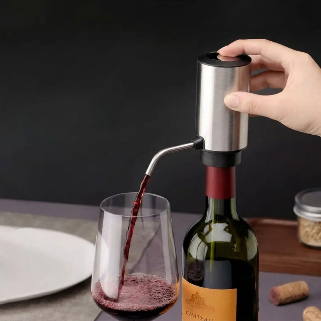 Stainless Steel USB Rechargeable Wine Aerator Pourer With Retractable Tube - Image 3