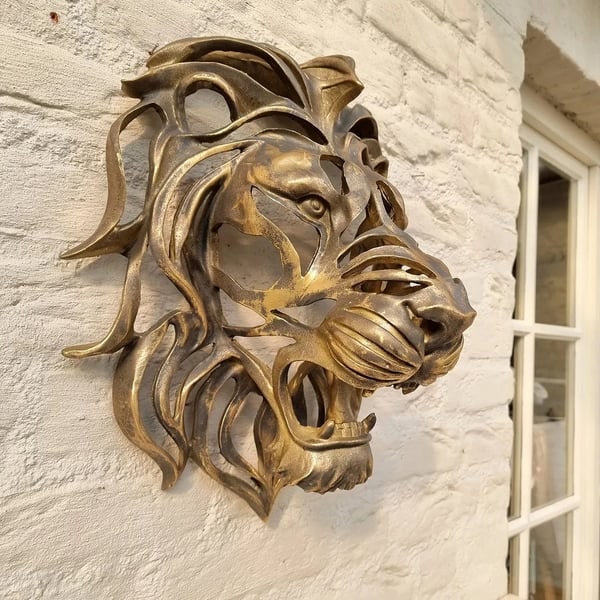 Strong Metal Lion Head Wall Decoration Elegant - Image 4
